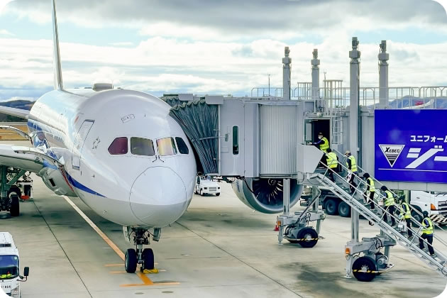 写真：航空機内